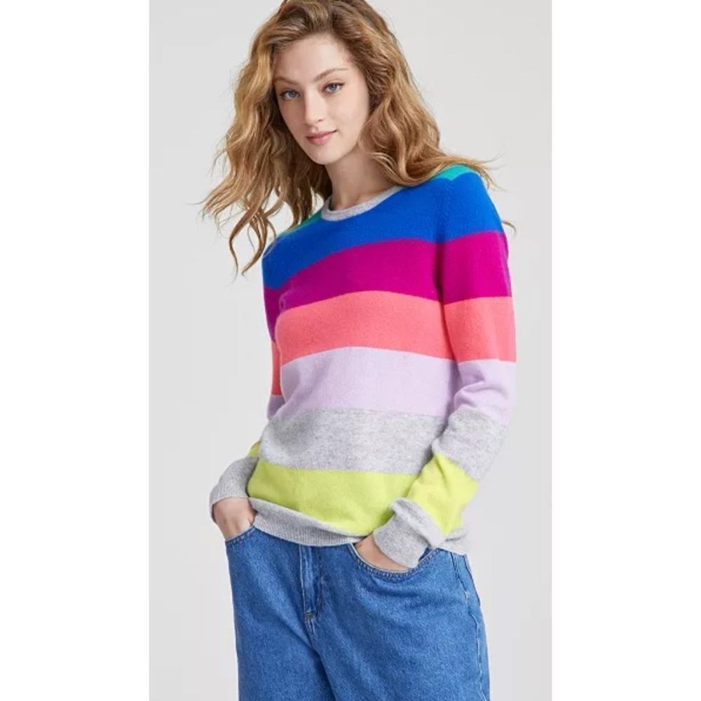 Charter Club Women's 100% Cashmere Striped Crewneck Sweater Size M NWT
